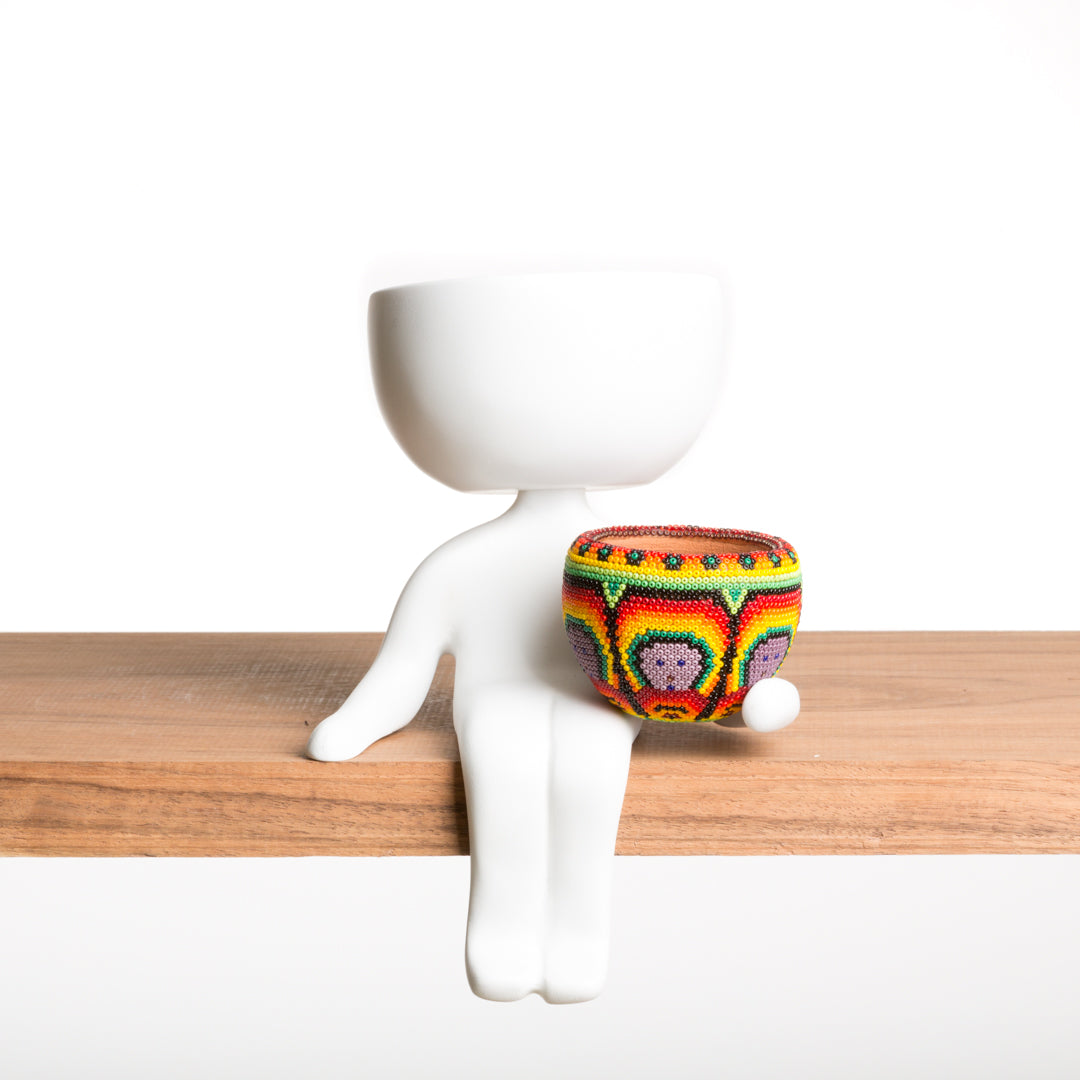 Maceta Robert Planta Blanco - Jicarita Huichol Cara