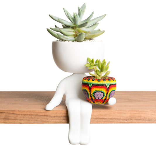 Maceta Robert Planta Blanco - Jicarita Huichol Cara