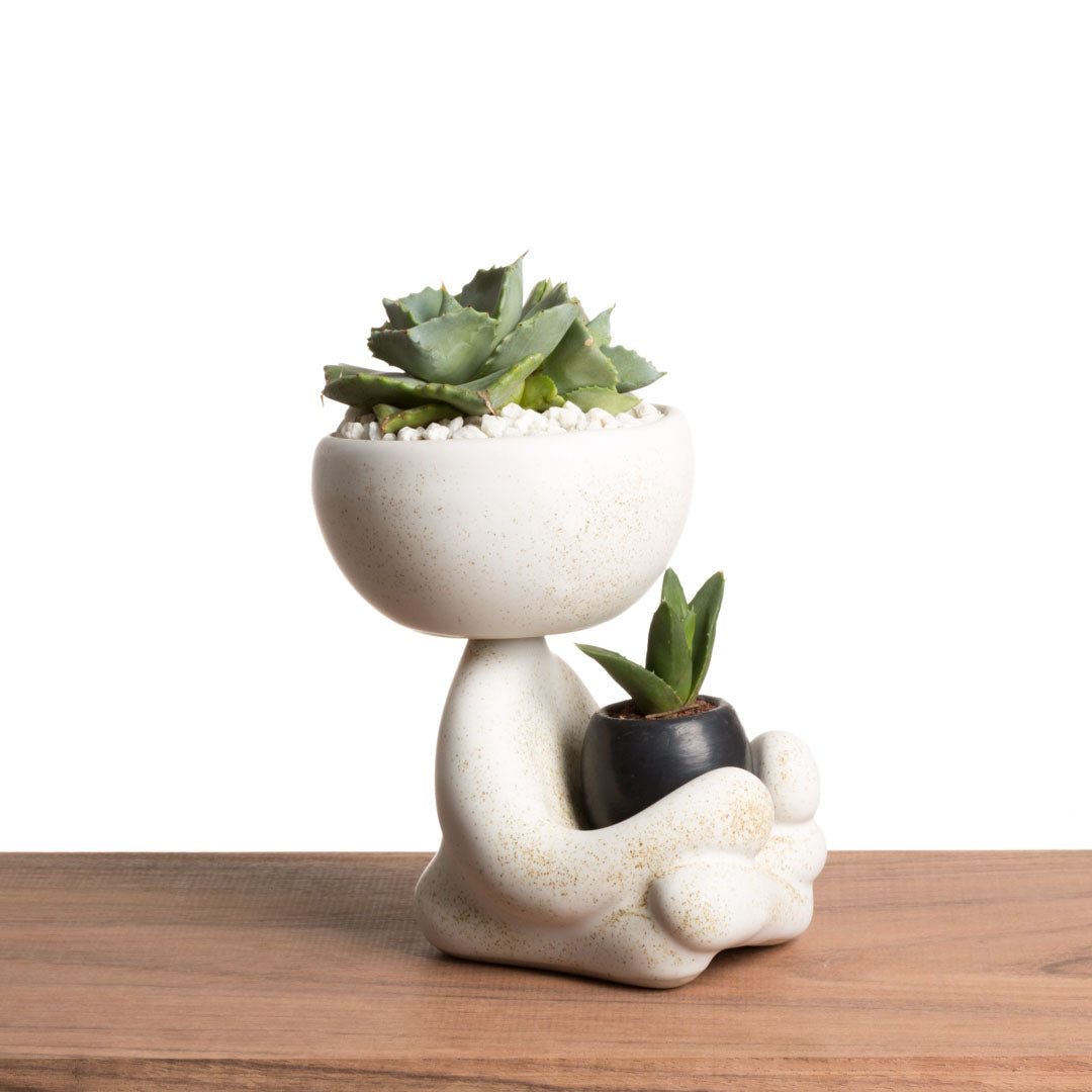 Maceta Robert Zen Jr - Blanco Moteado