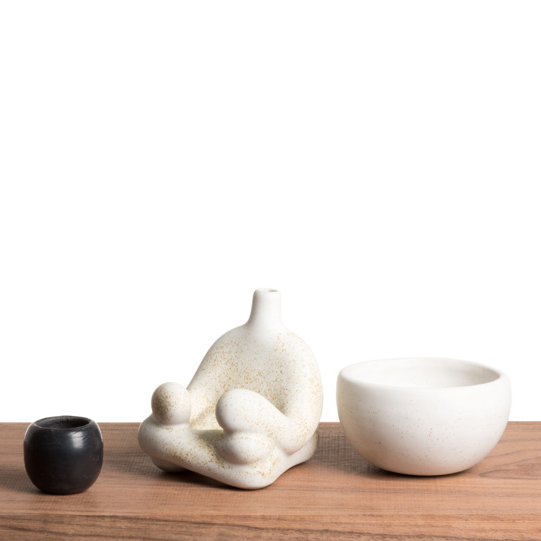 Maceta Robert Zen Jr - Blanco Moteado